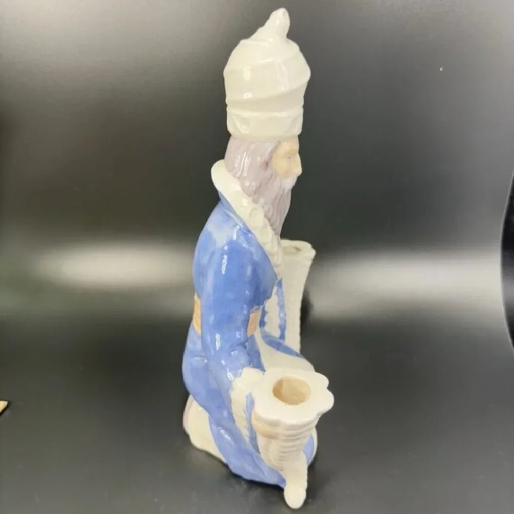 Vintage Wise Men‎ Hand Painted Ceramic Candle Holder Votive Candle Stick Holder